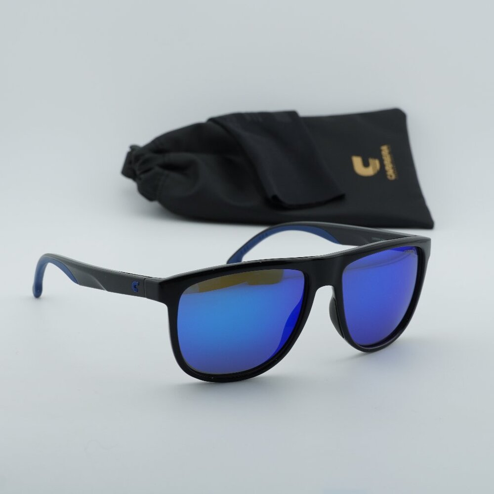 CARRERA 8059/S 0D51 Z0 Square Sunglasses - Black/Blue Mirror